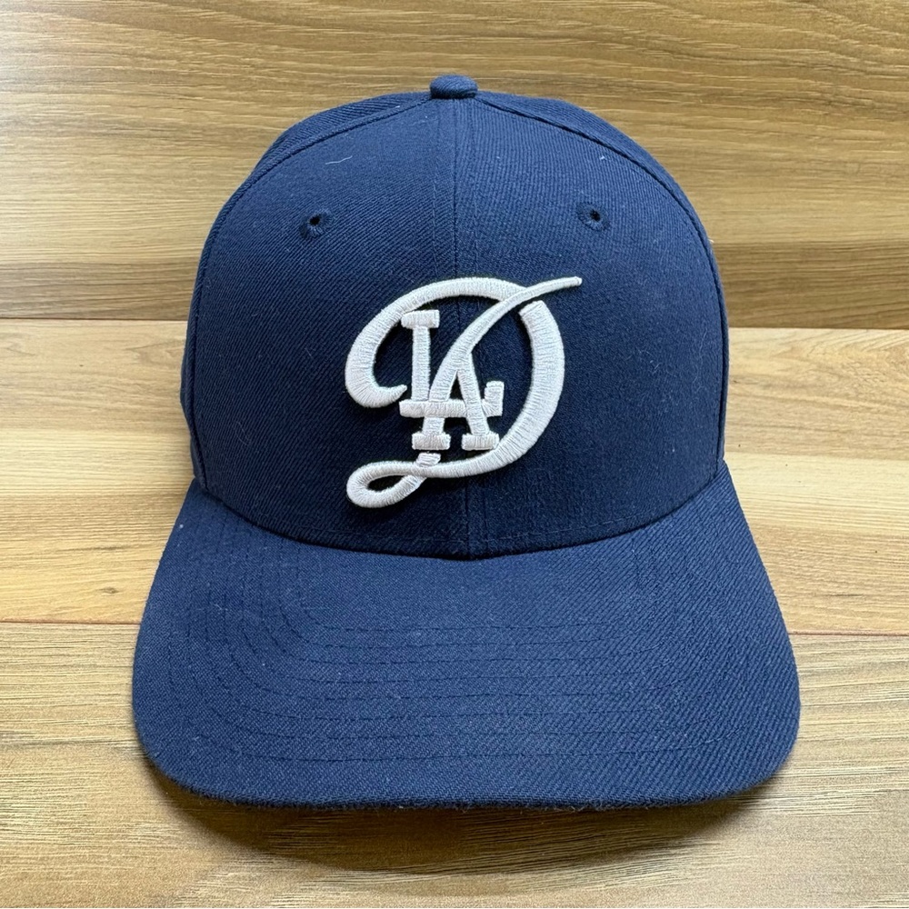 New Era Navy Blue Cap with White LA Script Logo